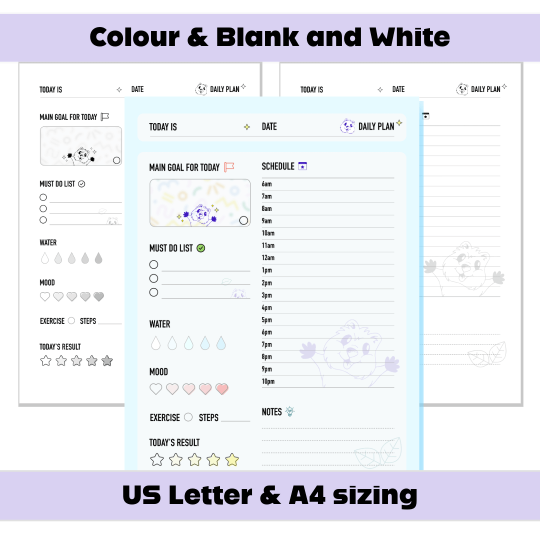 Quokka Daily & Weekly Planner Sheet - Printable PDF