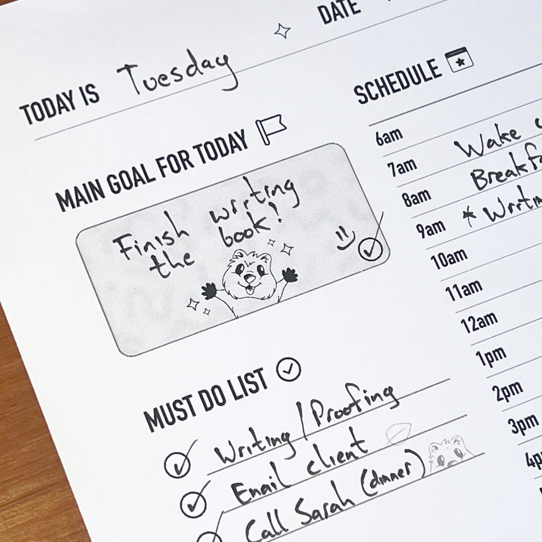 Quokka Daily Planner Sheet - Printable PDF