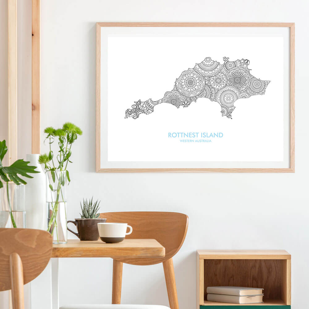 Rottnest Island Map Print - Mandala