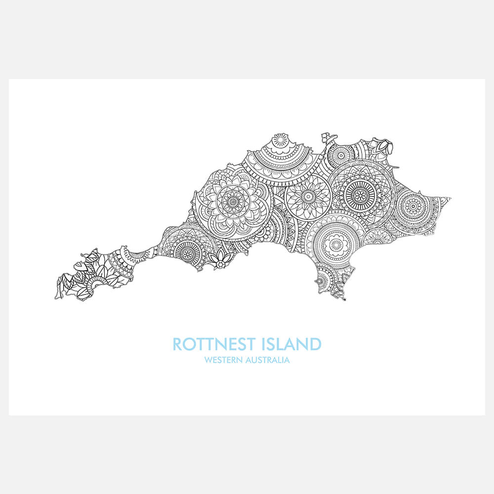 Rottnest Island Map Print - Mandala