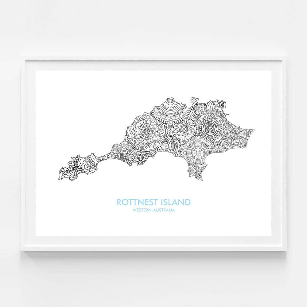 Rottnest Island Map Print - Mandala