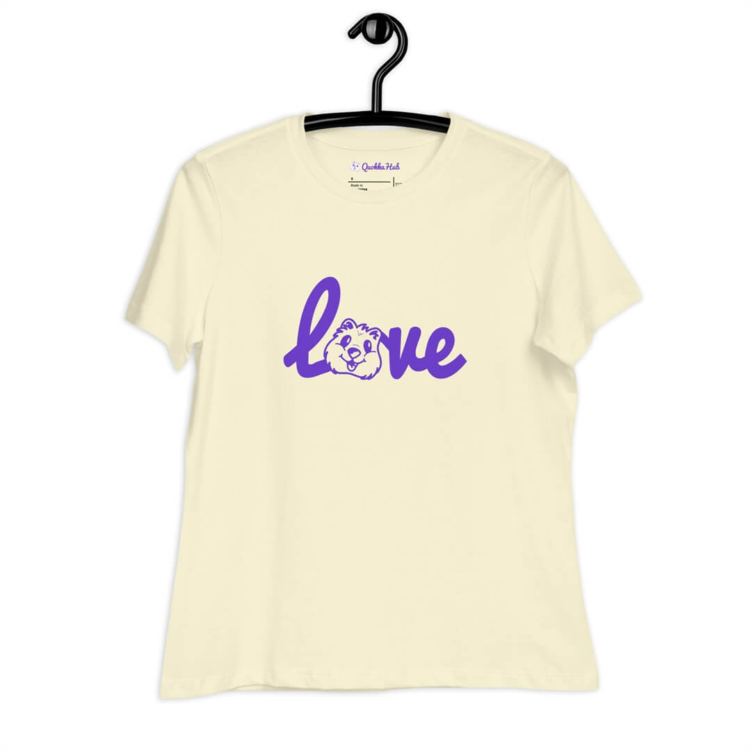 Quokka Love (Purple Text) - Women's Relaxed T-Shirt