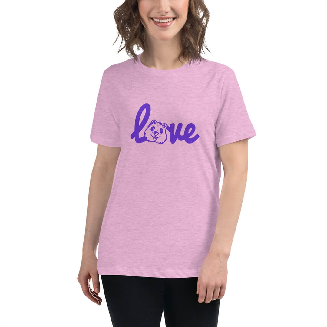 Quokka Love (Purple Text) - Women's Relaxed T-Shirt