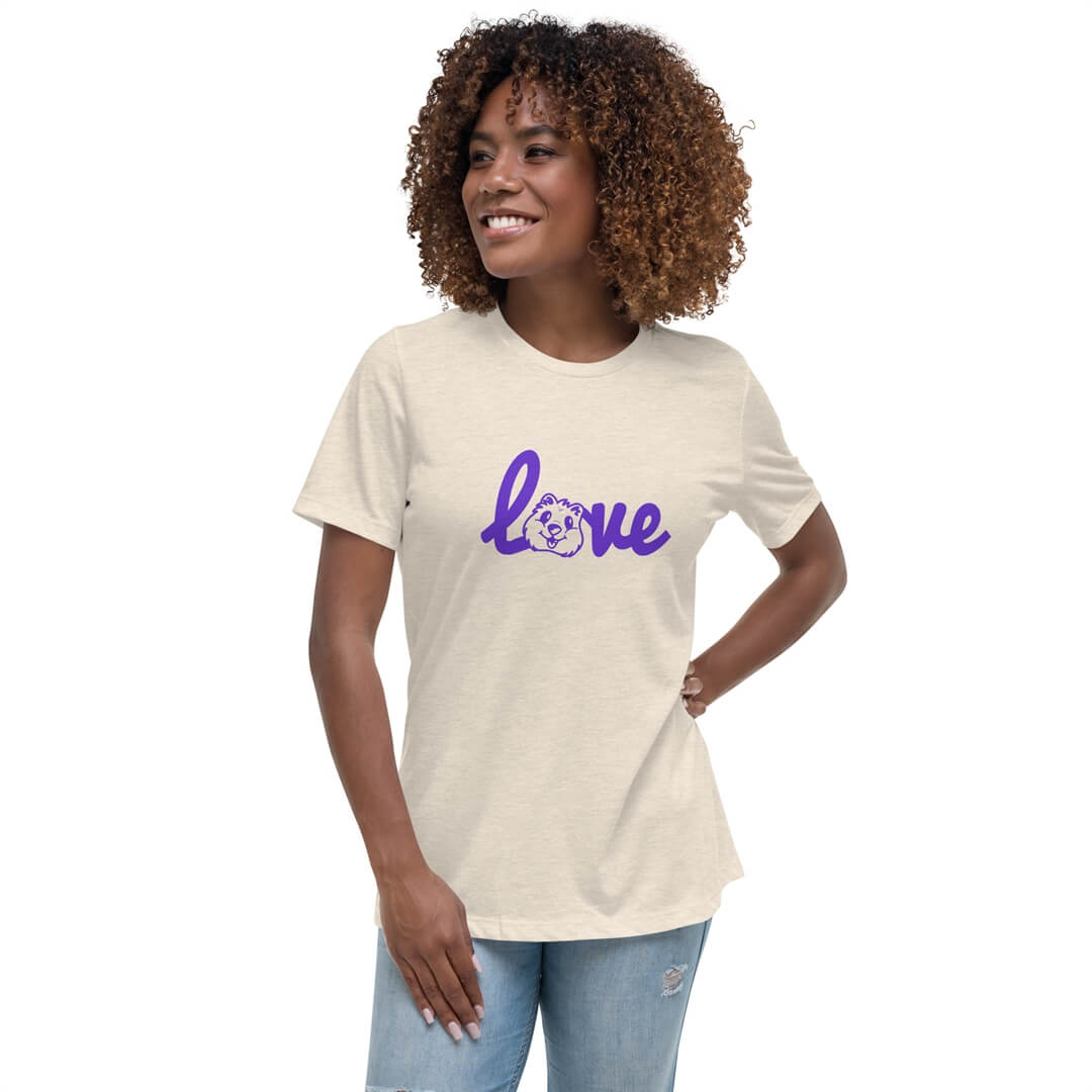 Quokka Love (Purple Text) - Women's Relaxed T-Shirt