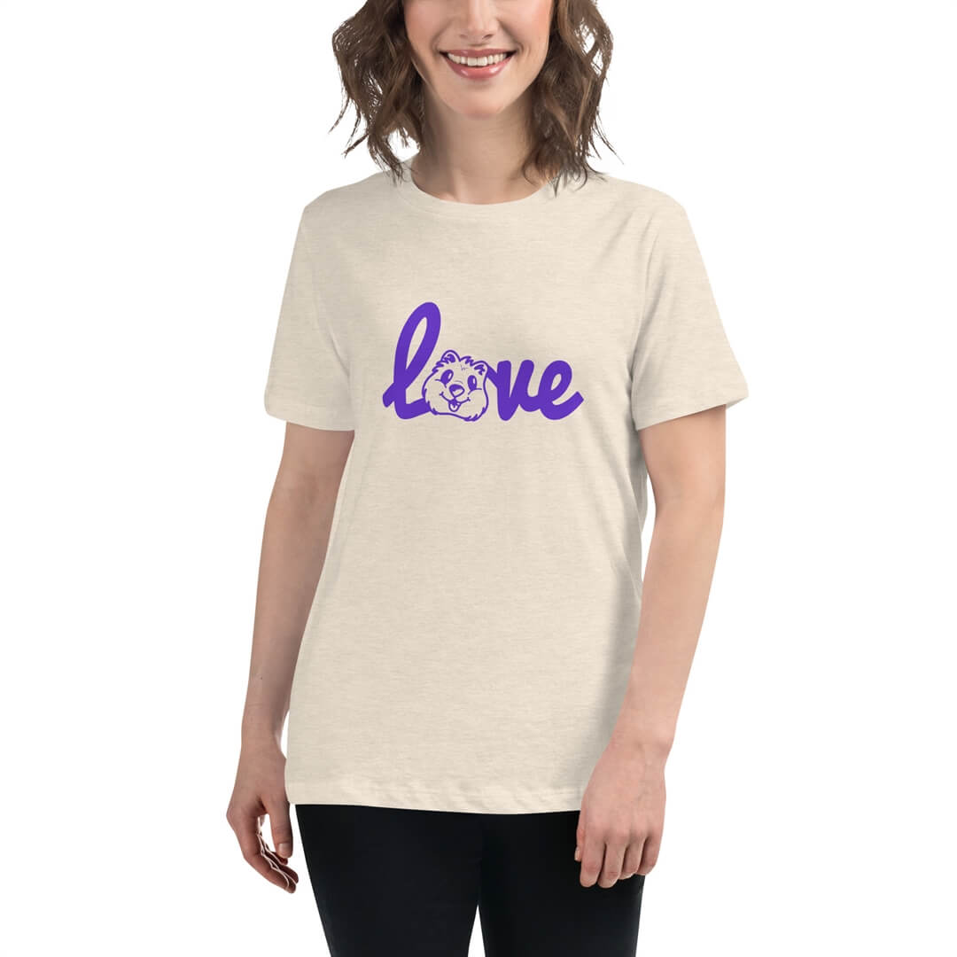 Quokka Love (Purple Text) - Women's Relaxed T-Shirt