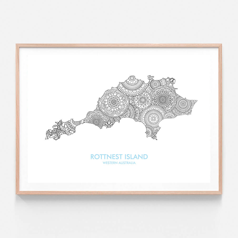 Rottnest Island Map Print - Mandala