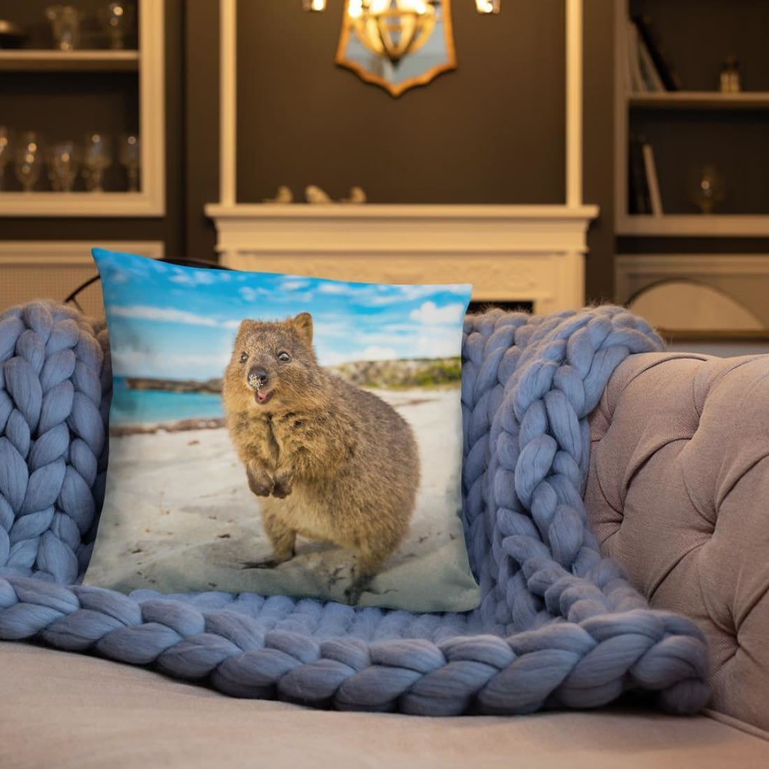 Quokka Smile Throw Pillow Case - Square-Quokka Hub