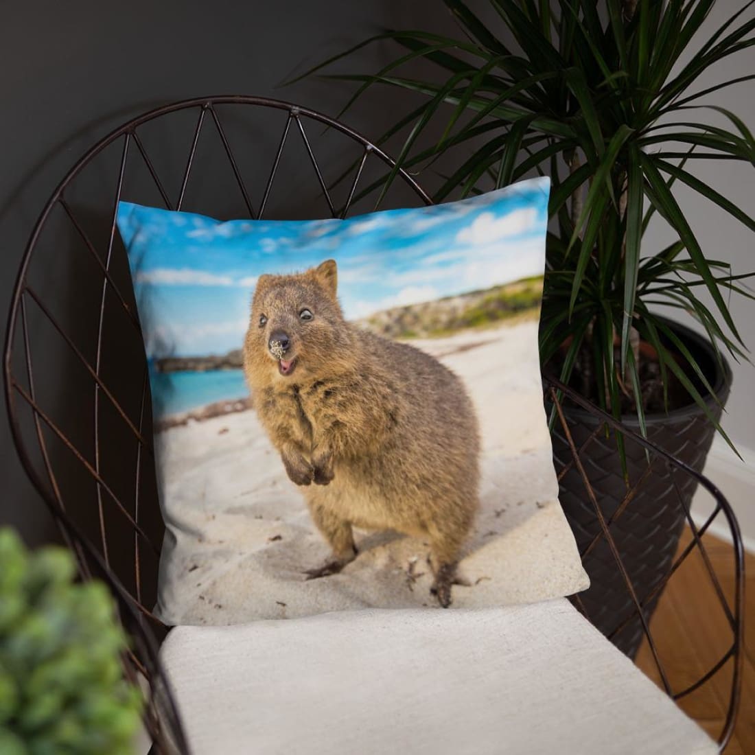 Quokka Smile Throw Pillow Case - Square-Quokka Hub