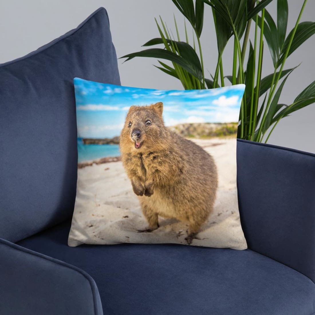 Quokka Smile Throw Pillow Case - Square-Quokka Hub