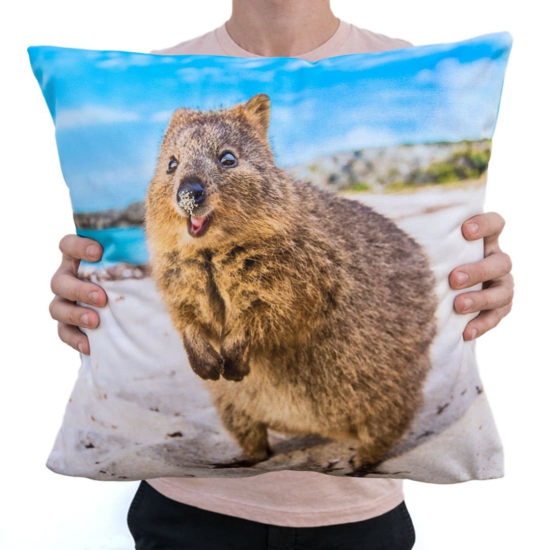 Quokka Smile Throw Pillow Case - Square-Quokka Hub