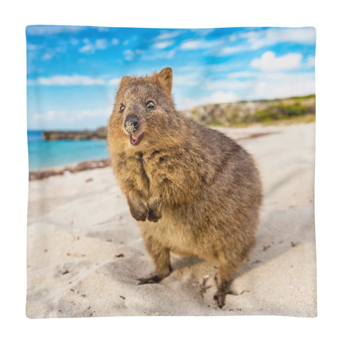 Quokka Smile Throw Pillow Case - Square-Quokka Hub